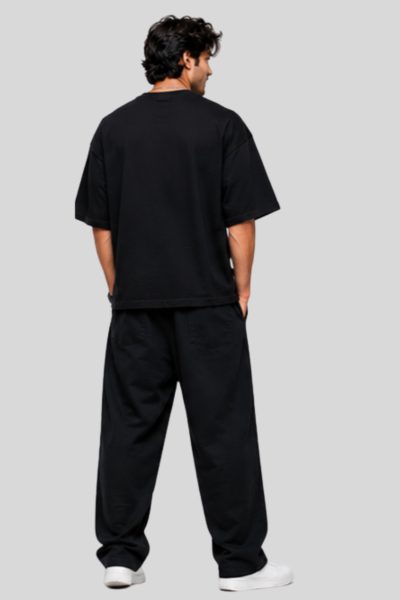 Men's Black Just Do It  Typographic  Oversized T-shirt