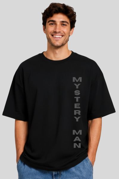 Men's Black Mask Man Graphic Oversized T-shirt