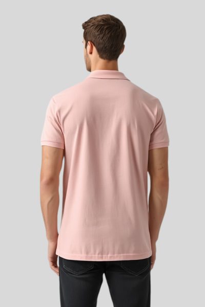 Men's Soft Pink White Solid Cotton Polo T-shirt