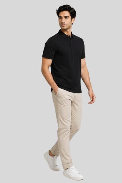 Men's Vega Black Solid  Polo T-shirt