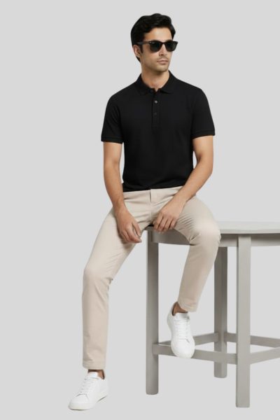 Men's Vega Black Solid  Polo T-shirt