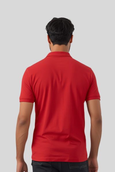 Men's Vega Red Solid Cotton Polo T-shirt