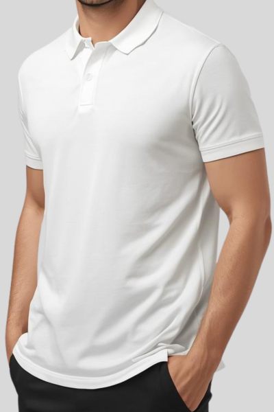 Men's Vega White Solid  Polo T-shirt