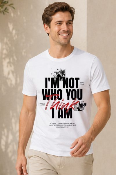 Men's White Typographic Round Neck T-shirt