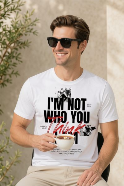 Men's White Typographic Round Neck T-shirt