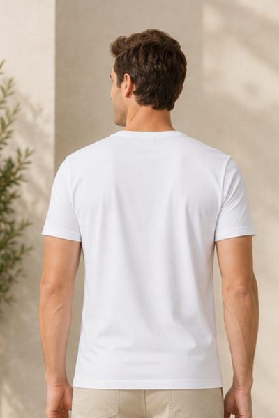 Men's White India First Typographic Round Neck T-shirt