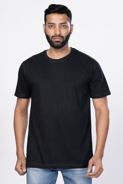 Shleviro Men~s Cor Black solid Round Neck T-shirt