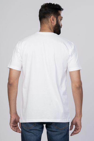 Shleviro Men's Cor White Solid Round Neck T-shirt
