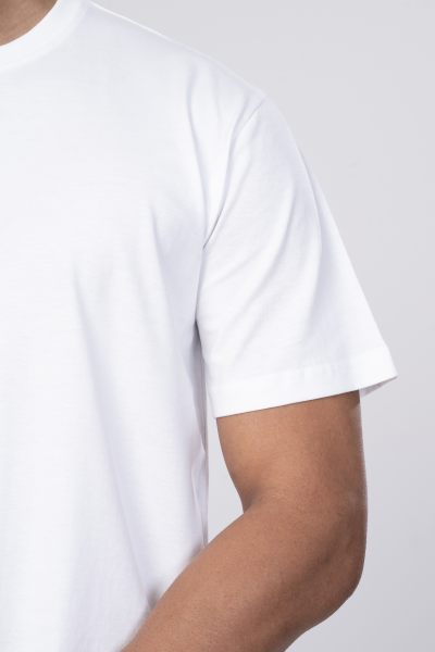 Shleviro Men's Cor White Solid Round Neck T-shirt