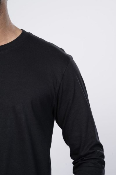 Shleviro Men's Cygnus Black Solid Cotton Full Sleeve T-shirt