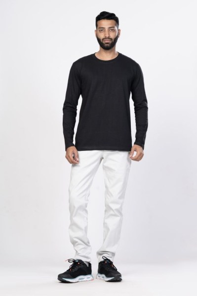 Shleviro Men's Cygnus Black Solid Cotton Full Sleeve T-shirt