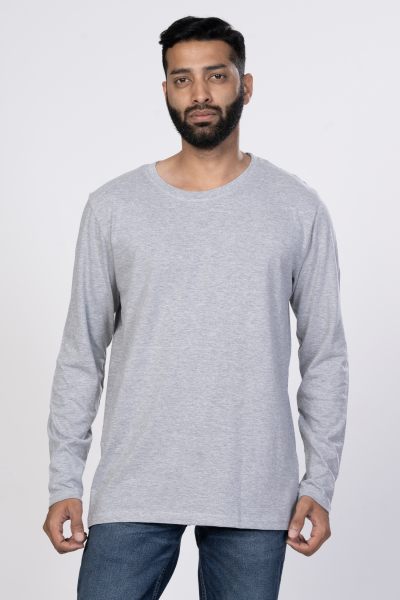 Shleviro Men~s Cygnus Grey Heather Solid  Full Sleeve T-shirt