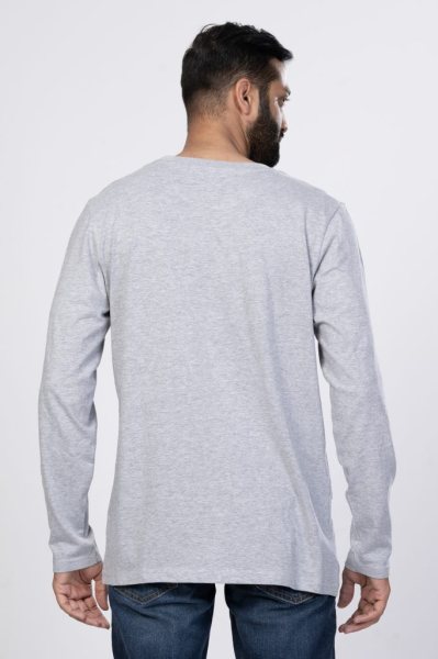 Shleviro Men's Cygnus Grey Heather Solid  Full Sleeve T-shirt