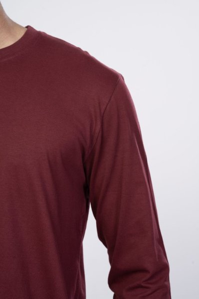 Shleviro Men's Cygnus Maroon Solid Cotton Full Sleeve T-shirt