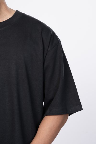 Shleviro Men's Neo Black Solid Round Neck Oversized T-shirt