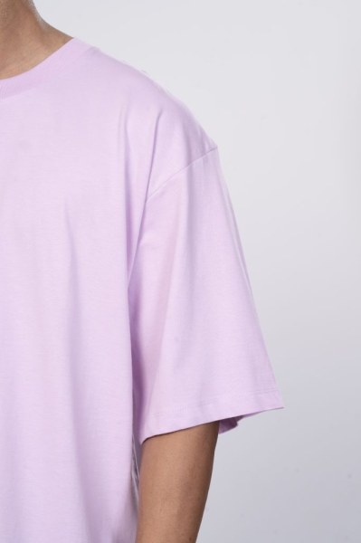 Shleviro Men's Neo Lilac Solid Round Neck Oversized T-shirt