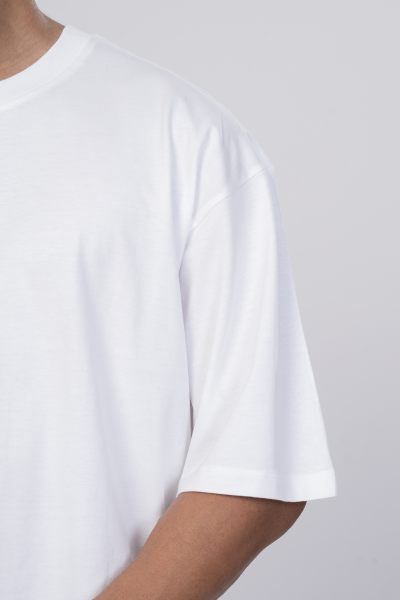Shleviro Men s Neo White Solid Round Neck Oversized T shirt