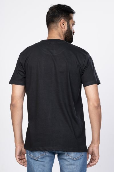 Shleviro Men's Platinum Black Solid Round Neck T-shirt