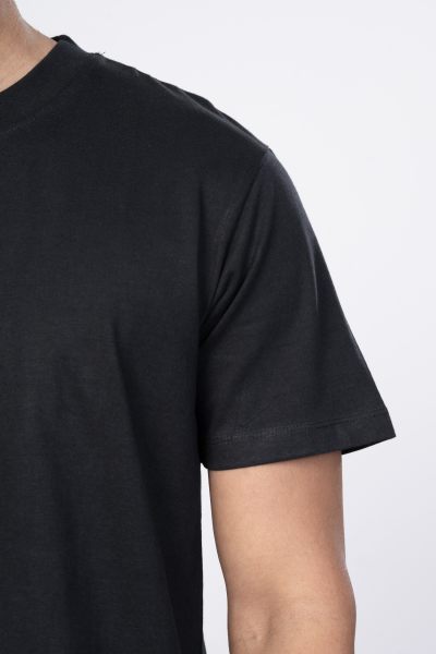 Shleviro Men's Platinum Black Solid Round Neck T-shirt