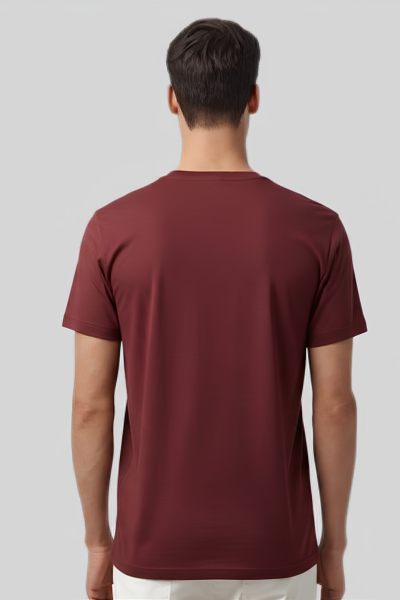 Men's Platinum Maroon solid Round Neck T-shirt
