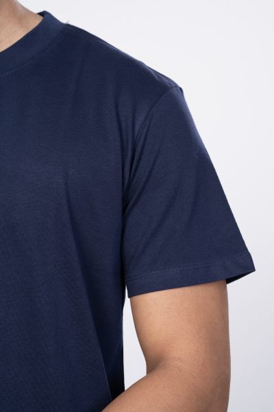 Shleviro Men's Platinum Navy Blue Solid Round Neck T-shirt