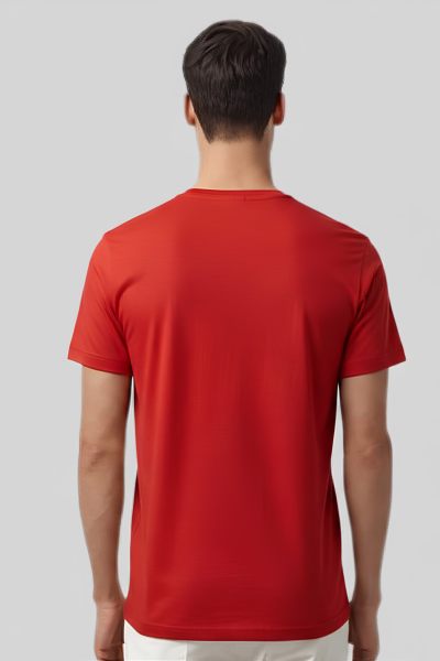 Men's Platinum Red Solid Round Neck T-shirt