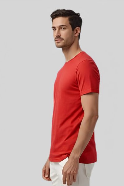 Men's Platinum Red Solid Round Neck T-shirt