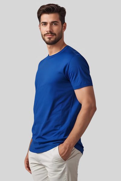 Men's Platinum Royal Blue solid Round Neck T-shirt