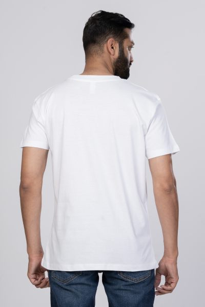 Shleviro Men's  Platinum White Solid Round Neck T-shirt