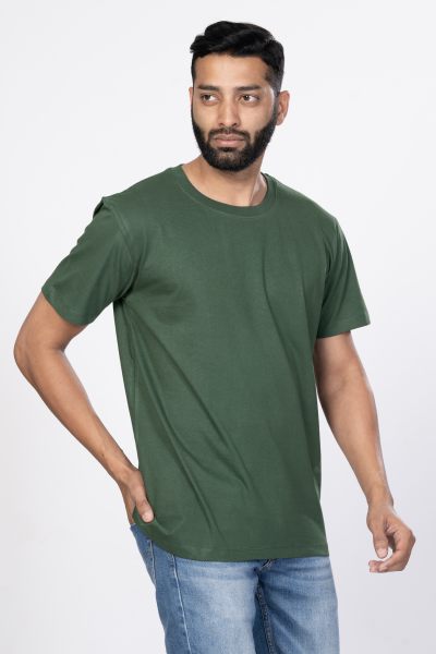 Shleviro Men's Polar Lab Bottle Green Solid Round Neck T-shirt