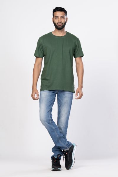 Shleviro Men's Polar Lab Bottle Green Solid Round Neck T-shirt