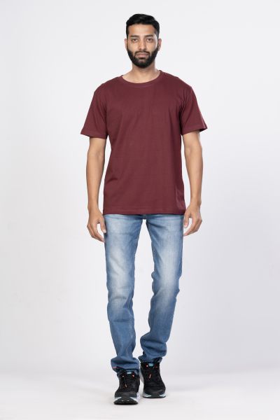 Shleviro Men's Polar Lab Maroon  Solid Round Neck T-shirt