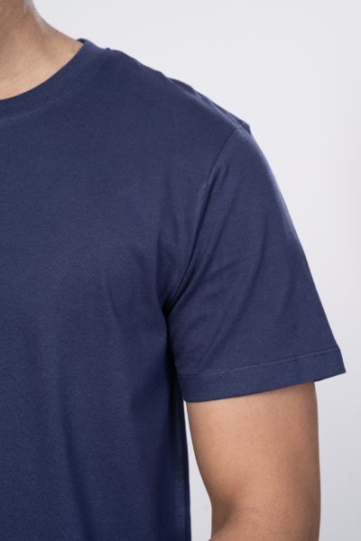 Shleviro Men's Polar Lab Navy Blue Solid Round Neck T-shirt