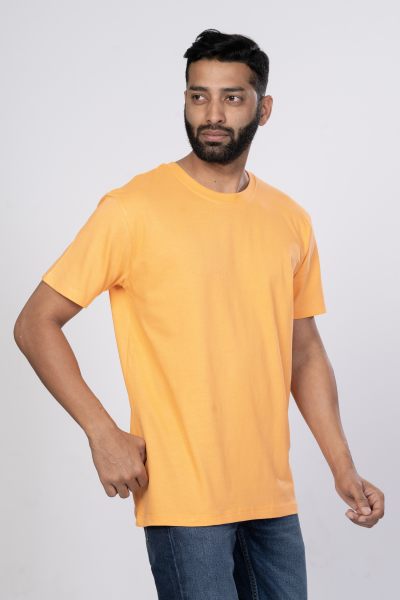Shleviro Men's Polar Lab Tangerine Solid Round Neck T-shirt