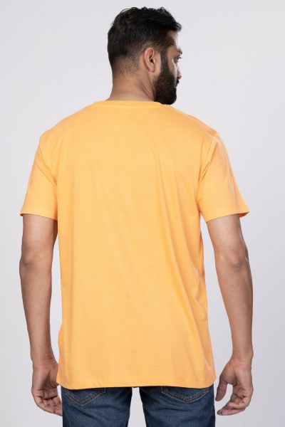 Shleviro Men's Polar Lab Tangerine Solid Round Neck T-shirt