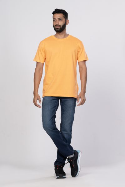 Shleviro Men's Polar Lab Tangerine Solid Round Neck T-shirt