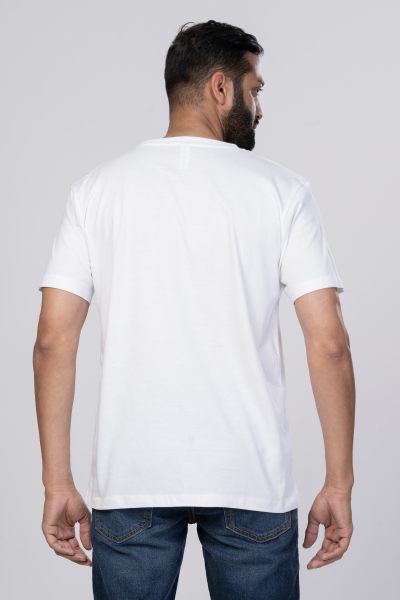 Shleviro Men's Polar Lab White Solid Round Neck T-shirt